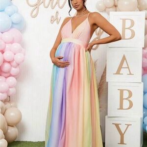 Rainbow Maternity Maxi Dress